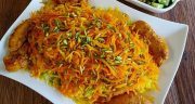 طرز تهیه شیرین پلو شیرازی خوشمزه و مجلسی رستورانی با مرغ