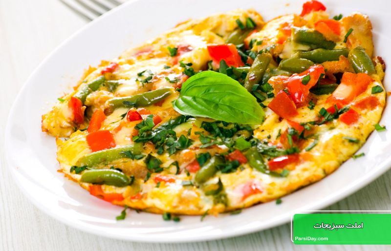 طرز تهیه املت سبزیجات ایرانی ساده و خوشمزه با پنیر پیتزا و کدو سبز