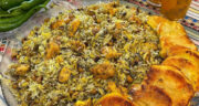طرز تهیه لوبیا پلو شیرازی با مرغ زعفرانی لذیذ و خوش طعم گام به گام