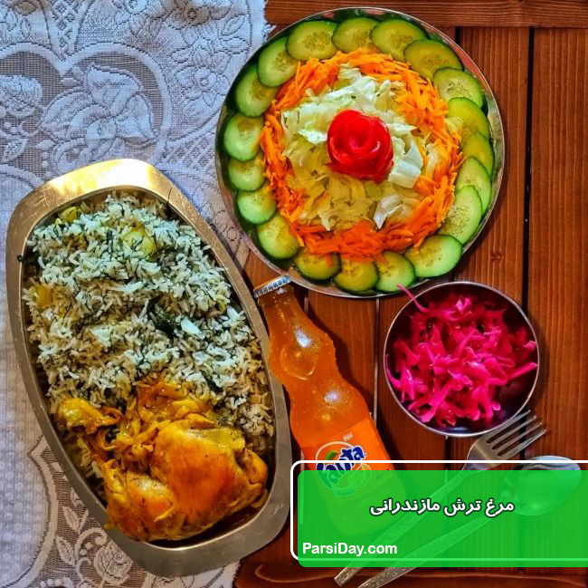 شوید پلو با مرغ دودی