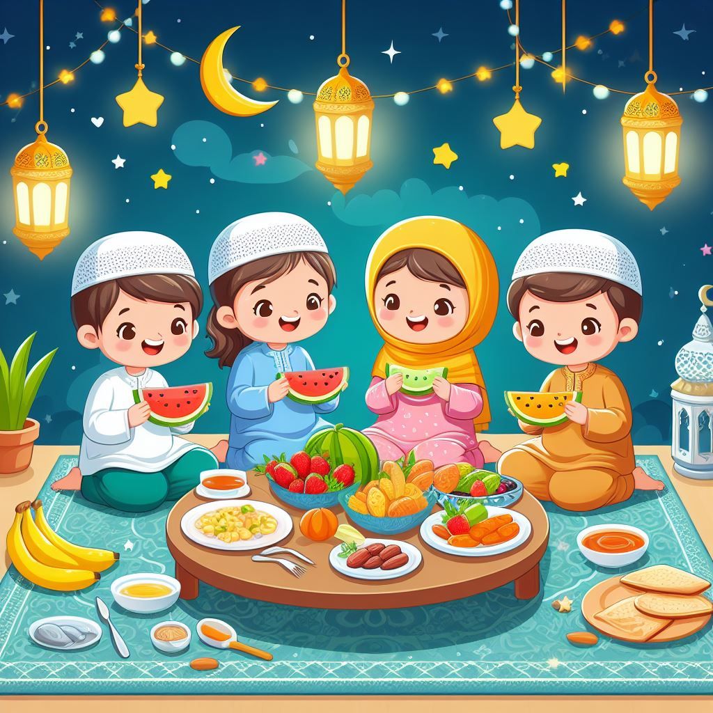 نقاشی ماه رمضان رنگ شده