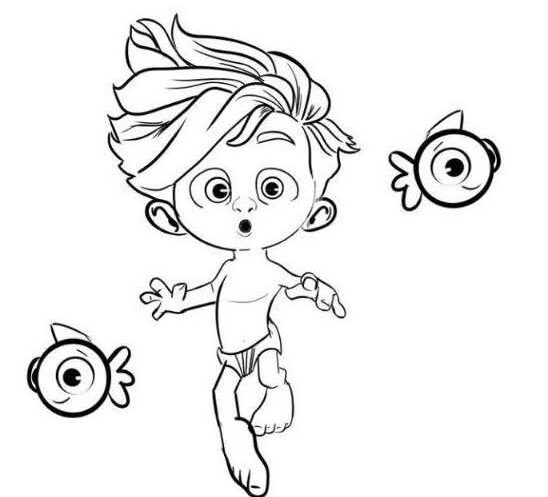 نقاشی پسر دلفینی