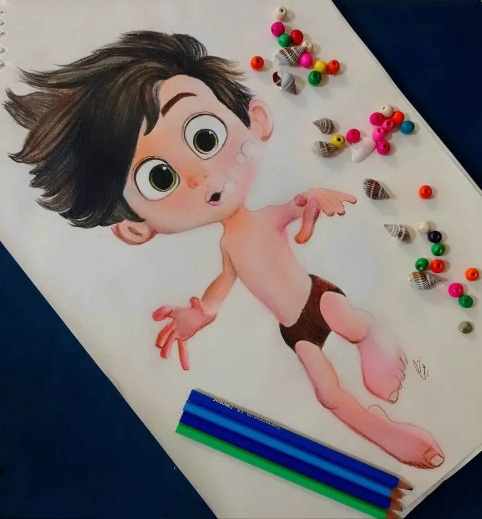 نقاشی پسر دلفینی