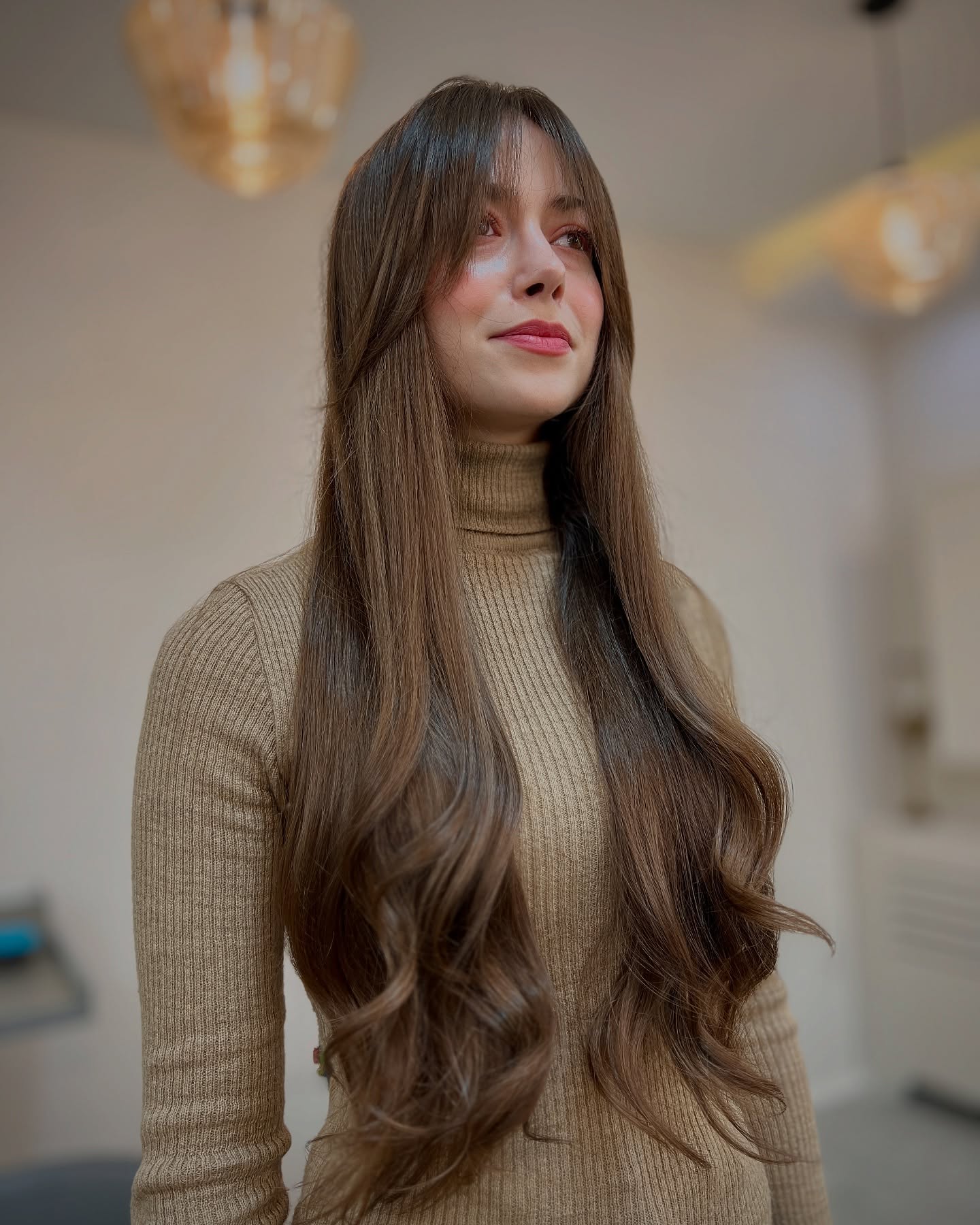 مدل مو چتری پرده ای برای صورت گرد