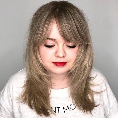 مدل مو چتری پرده ای برای صورت گرد