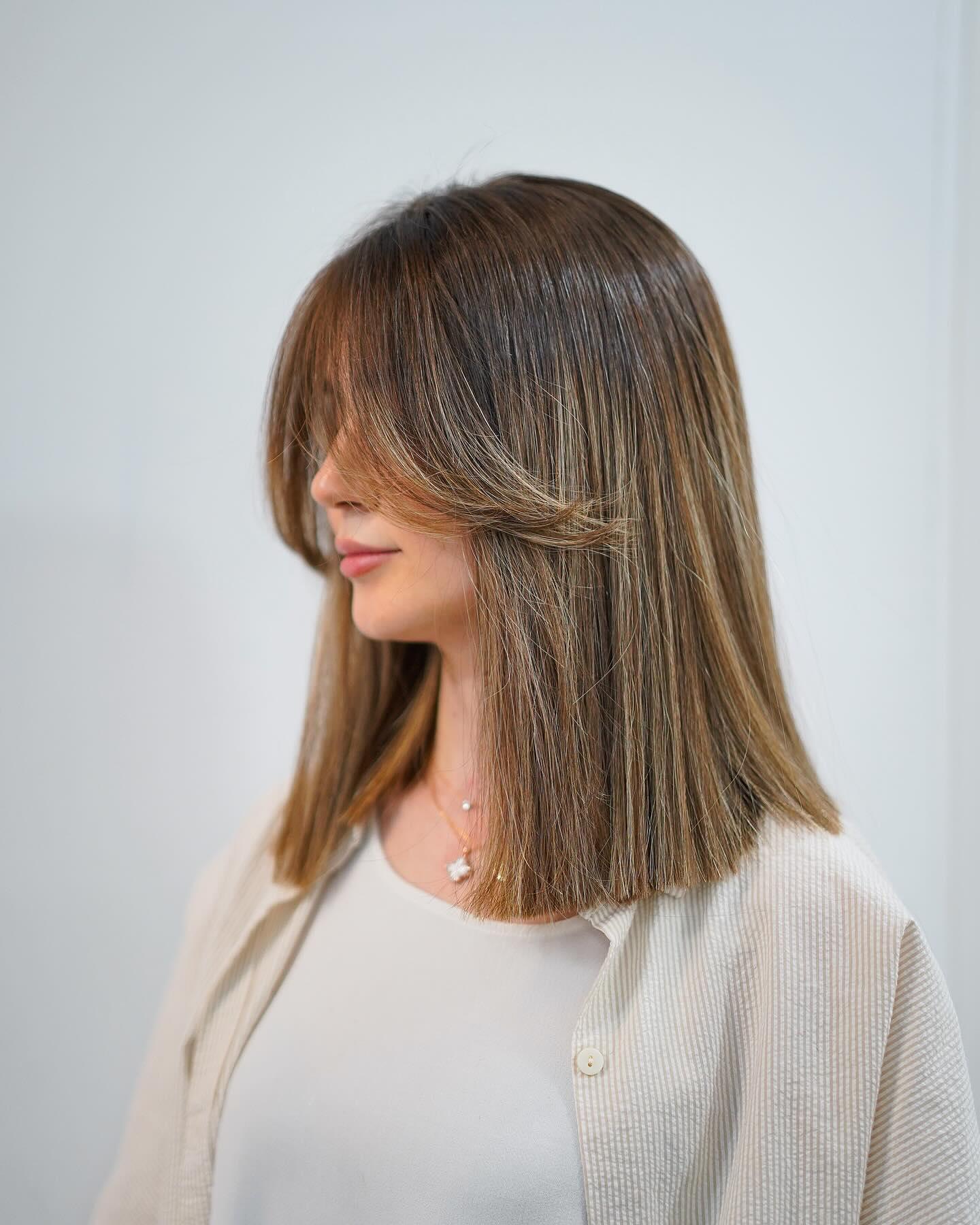 مدل مو چتری پرده ای برای صورت گرد