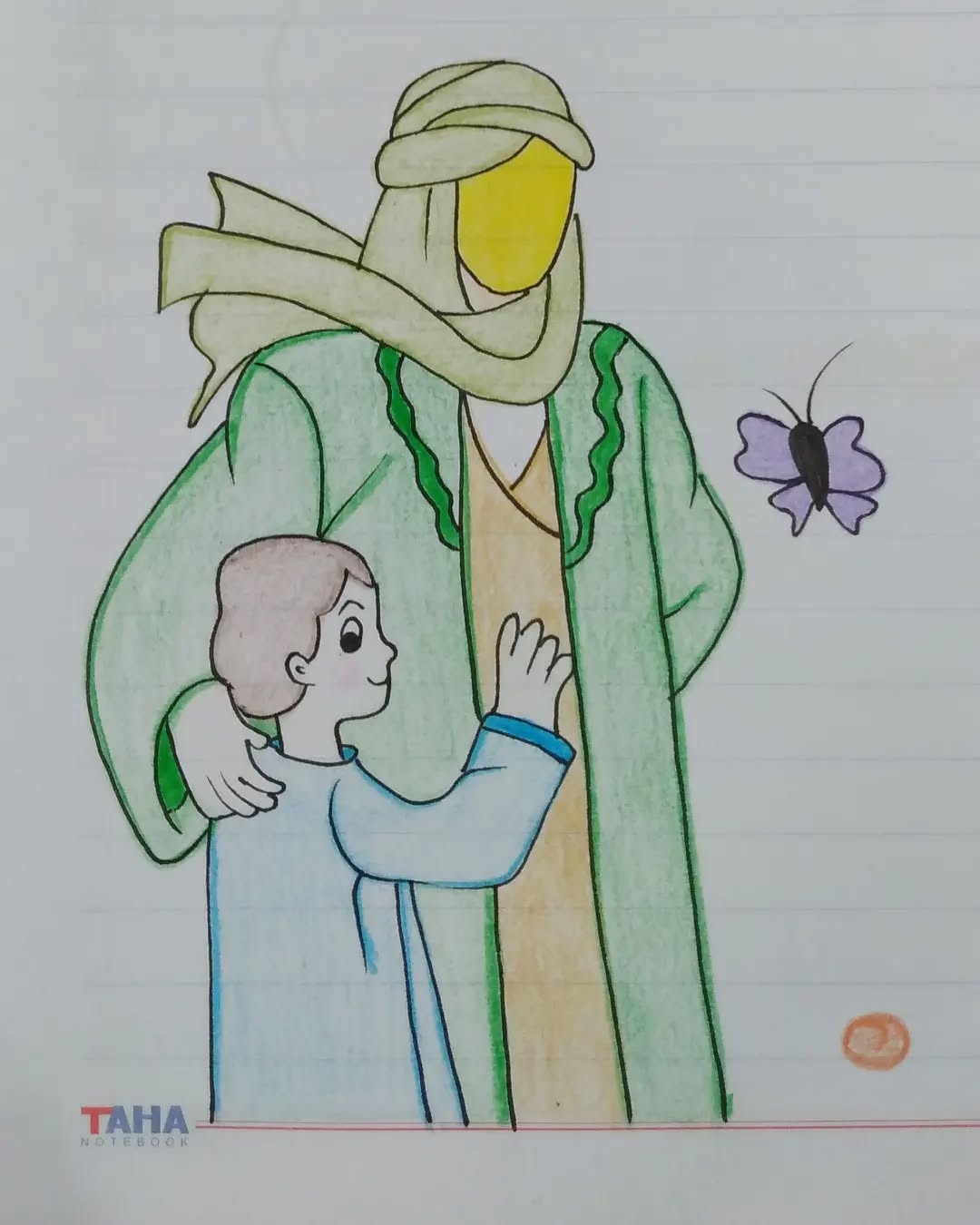 نقاشی امام حسین با مداد رنگی
