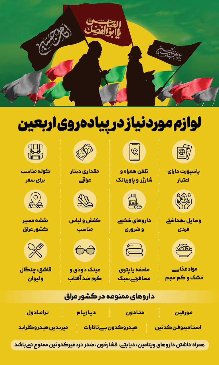 برای پیاده روی اربعین چی ببریم