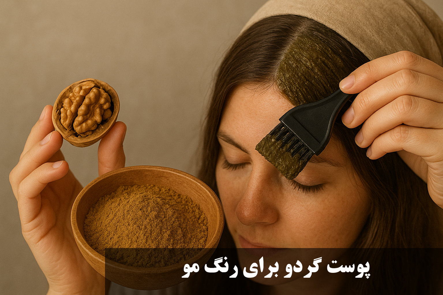 پوست گردو برای رنگ مو| طرز استفاده پوست گردو برای مو با حنا و قهوه + خواص پوست گردو و حنا برای مو