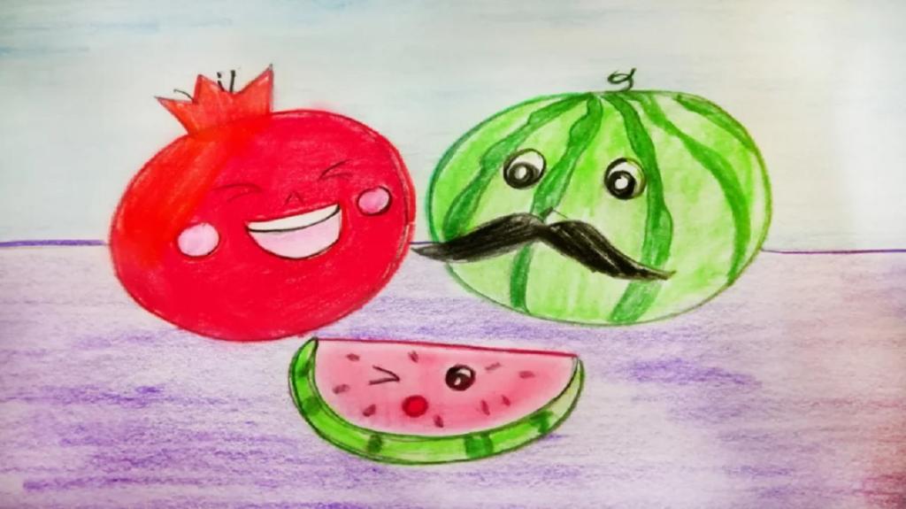 نقاشی شب یلدا برای مدرسه آسان