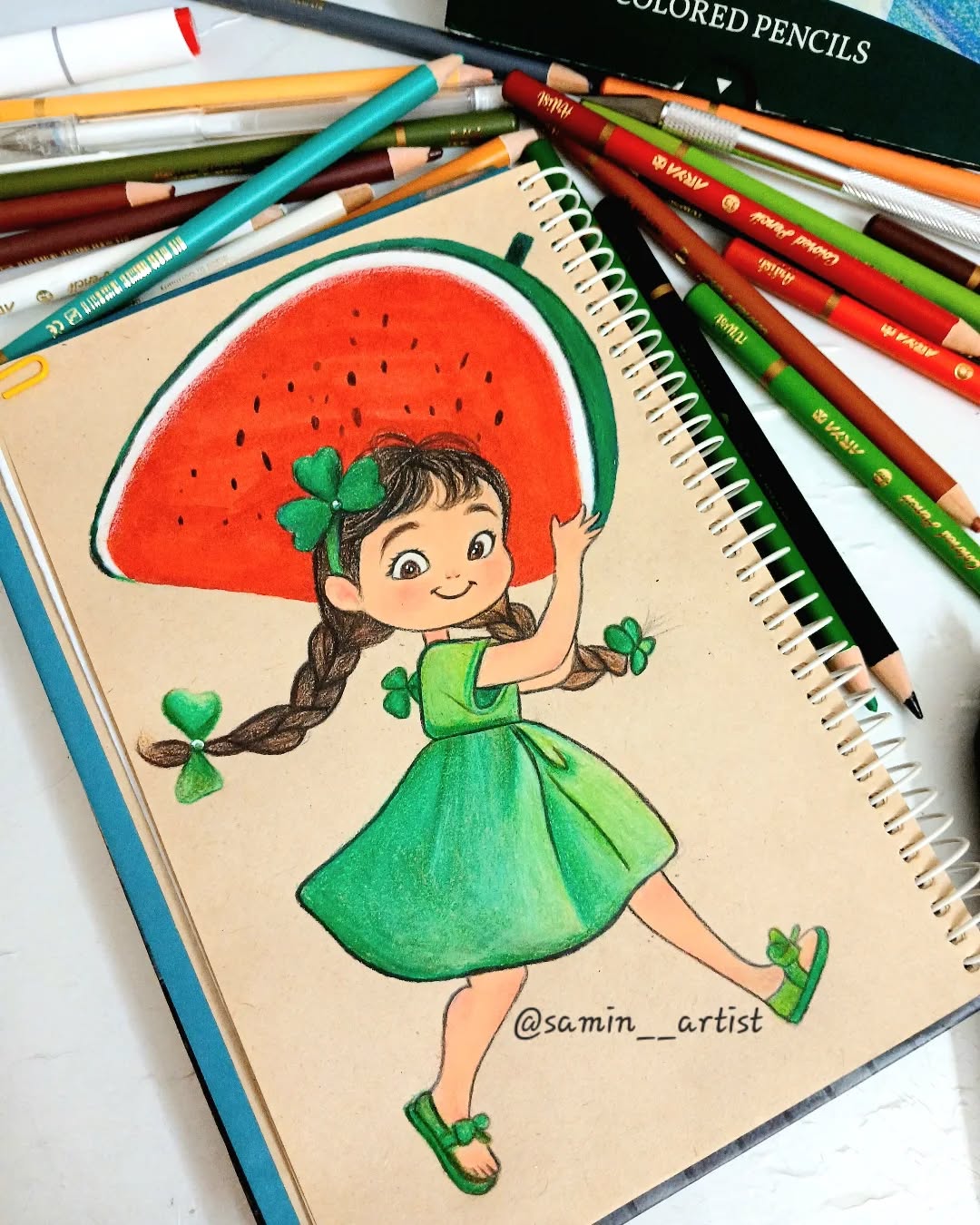 نقاشی شب یلدا با مداد رنگی