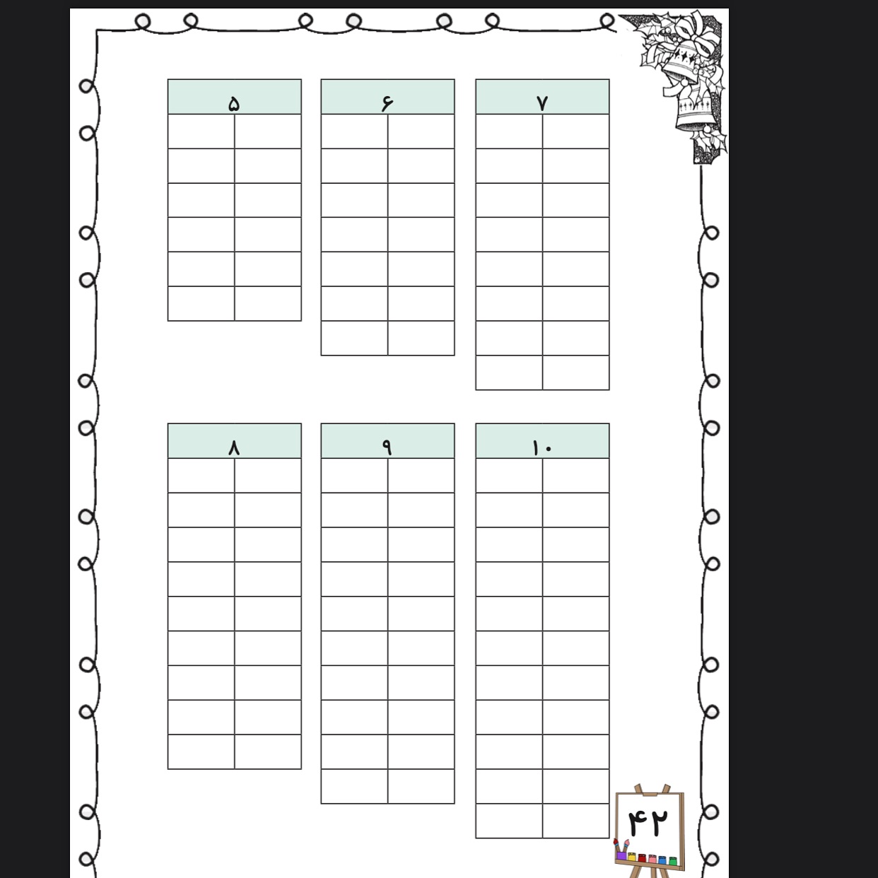 تکلیف ریاضی اول دبستان تم 1 تا 25