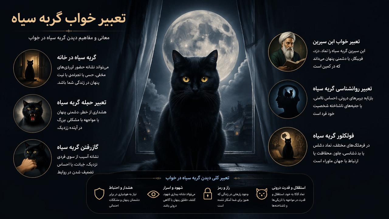 تعبیر خواب گربه سیاه, دیدن گربه سیاه در خواب, تعبیر گربه سیاه, معنی گربه سیاه در خواب, تعبیر حمله گربه سیاه, گاز گرفتن گربه سیاه, گربه سیاه در خانه, تعبیر روانشناسی گربه سیاه, تعبیر خواب ابن سیرین گربه, فولکلور گربه سیاه, 