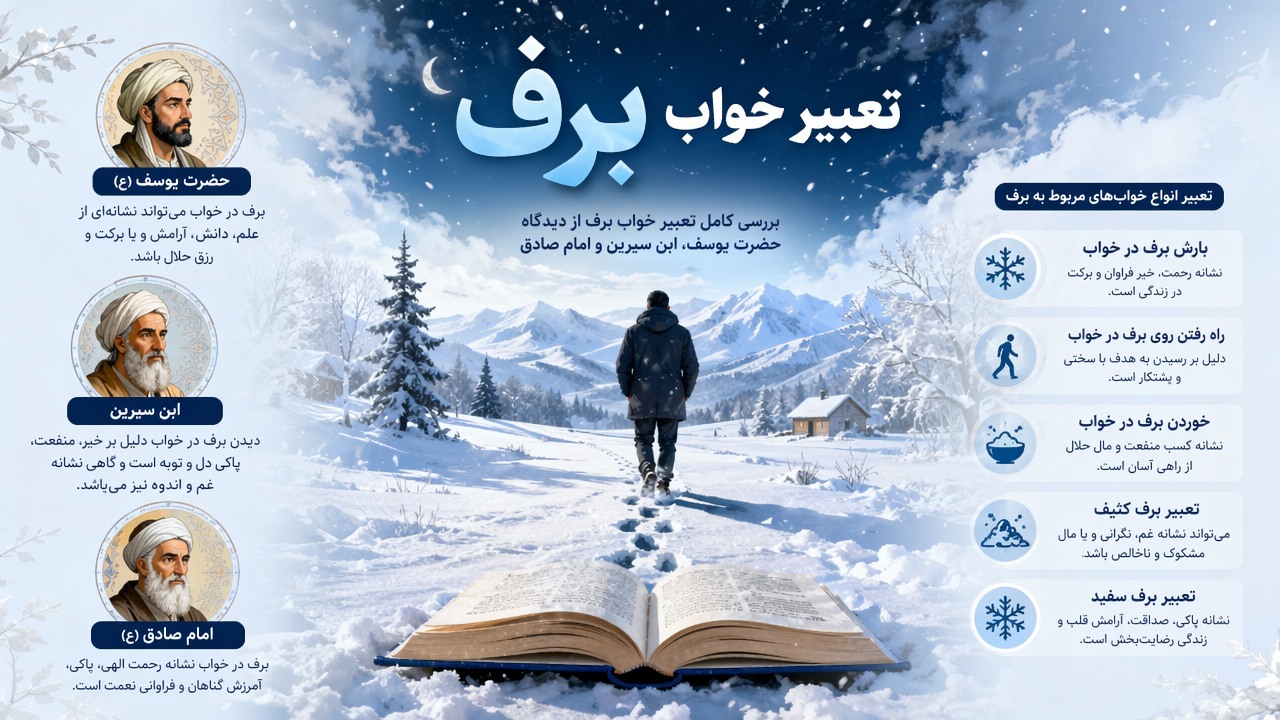 تعبیر خواب برف, تعبیر خواب برف حضرت یوسف, ابن سیرین برف, امام صادق برف, برف در خواب, خوردن برف در خواب, راه رفتن روی برف در خواب, بارش برف در خواب, تعبیر برف کثیف, تعبیر برف سفید,