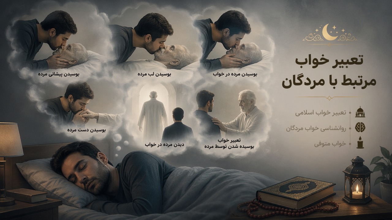 تعبیر خواب بوسیدن مرده, بوسیدن مرده در خواب, بوسیدن دست مرده, بوسیدن پیشانی مرده, بوسیدن لب مرده, تعبیر خواب بوسیده شدن توسط مرده, دیدن مرده در خواب, روانشناسی خواب مردگان, تعبیر خواب اسلامی, خواب متوفی,