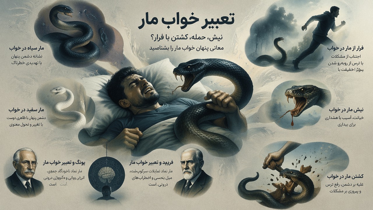 تعبیر خواب حمله مار به آدم, تعبیر خواب مار, نیش مار در خواب, کشتن مار در خواب, فرار از مار در خواب, مار سیاه در خواب, مار سفید در خواب, یونگ و تعبیر خواب مار, فروید و تعبیر خواب مار, معنی خواب حمله مار,
