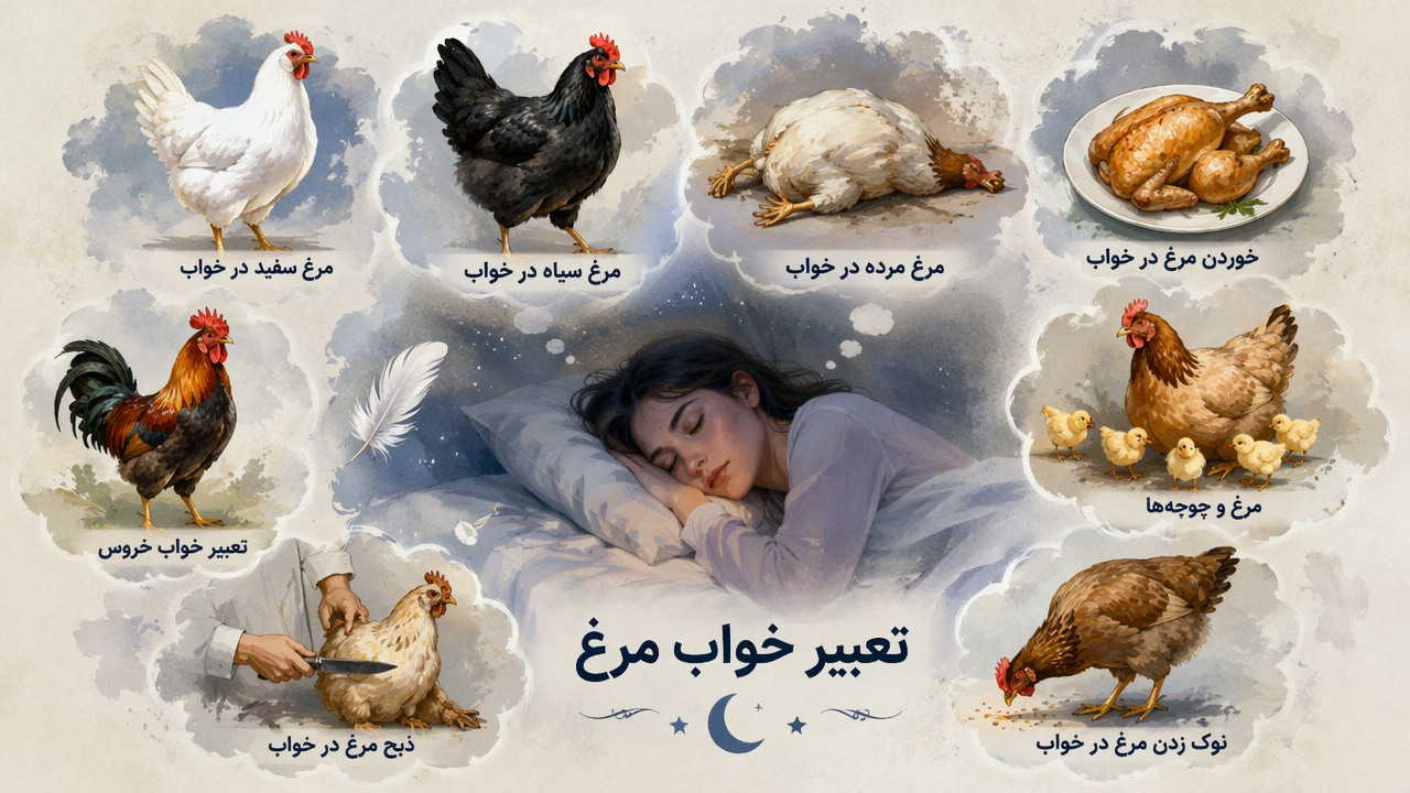 تعبیر خواب مرغ, تعبیر خواب جوجه, تعبیر خواب خروس, مرغ سفید در خواب, مرغ سیاه در خواب, مرغ مرده در خواب, خوردن مرغ در خواب, مرغ و جوجه‌ها, ذبح مرغ در خواب, نوک زدن مرغ در خواب, 