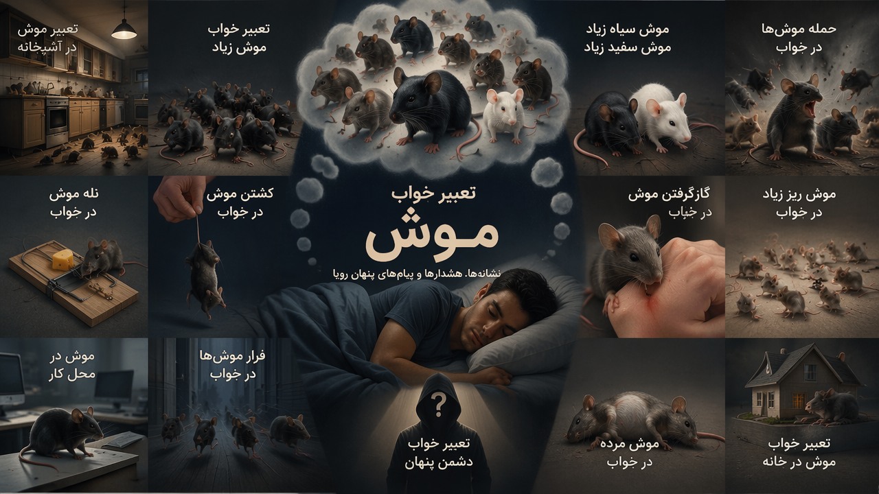 تعبیر خواب موش زیاد, دیدن موش زیاد در خواب, تعبیر خواب موش در خانه, موش سیاه زیاد, موش سفید زیاد, حمله موشها در خواب, کشتن موش در خواب, گاز گرفتن موش در خواب, موش ریز زیاد در خواب, تعبیر موش در آشپزخانه, تله موش در خواب, موش در محل کار, فرار موشها در خواب, موش مرده در خواب, تعبیر خواب دشمن پنهان,