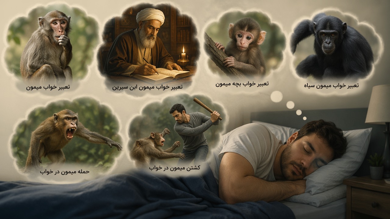 تعبیر خواب میمون, تعبیر خواب میمون ابن سیرین, دیدن میمون در خواب, تعبیر خواب بچه میمون, تعبیر خواب میمون سیاه, حمله میمون در خواب, کشتن میمون در خواب, 