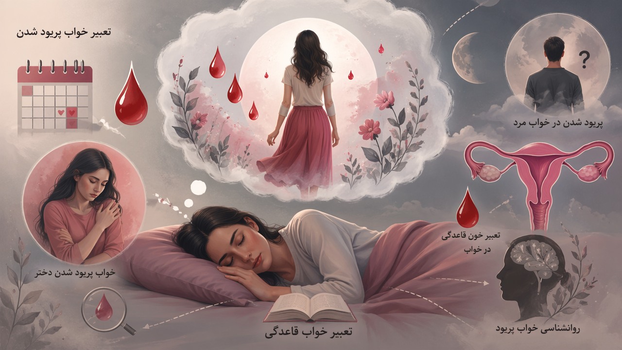 تعبیر خواب پریود شدن, خواب دیدن پریود, تعبیر خون قاعدگی در خواب, خواب پریود شدن دختر, پریود شدن در خواب مرد, نماد پریود در رویا, تعبیر خواب قاعدگی, روانشناسی خواب پریود, 