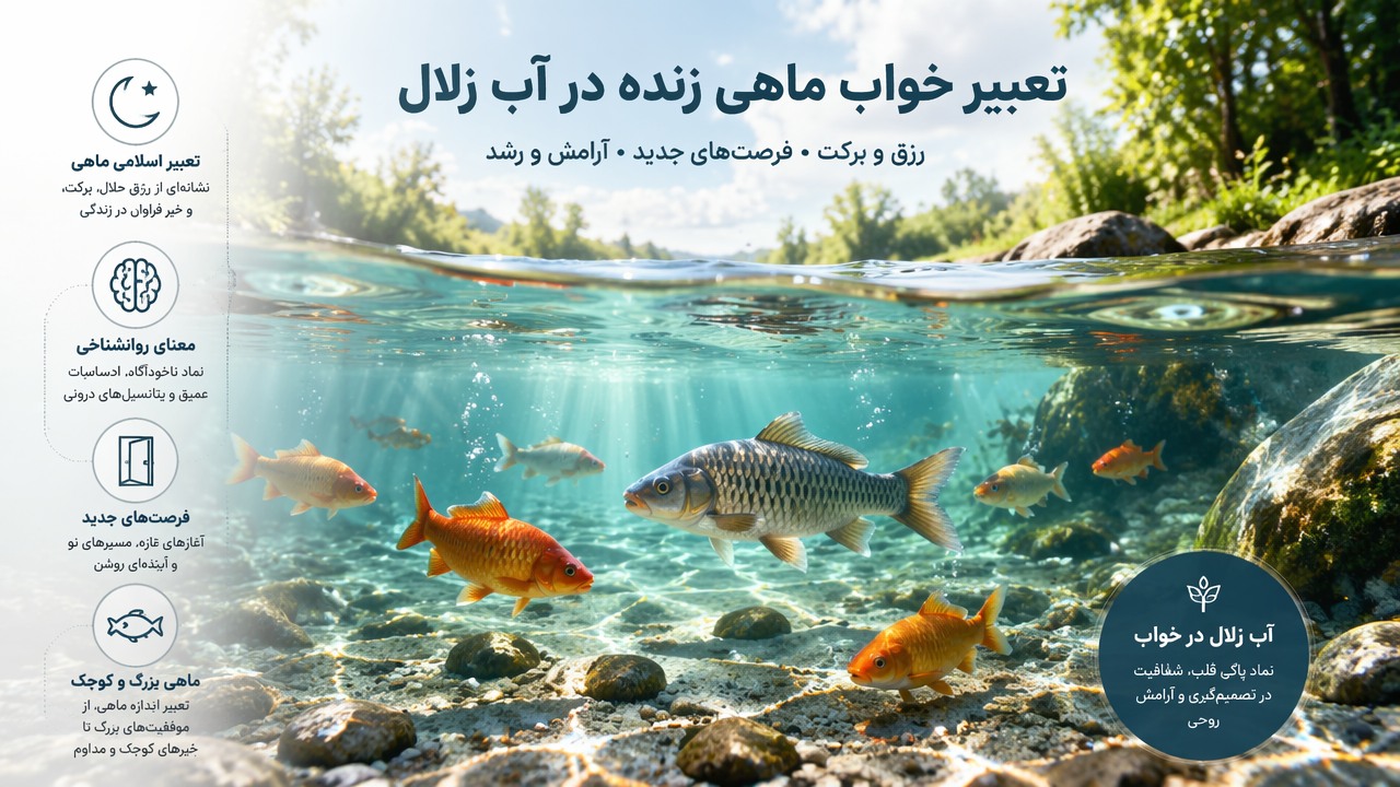 تعبیر خواب ماهی زنده در آب زلال, تعبیر خواب ماهی, آب زلال در خواب, تعبیر اسلامی ماهی, معنای روانشناختی ماهی در خواب, فرصتهای جدید در خواب, رزق و برکت در خواب, ماهی بزرگ و کوچک در خواب,