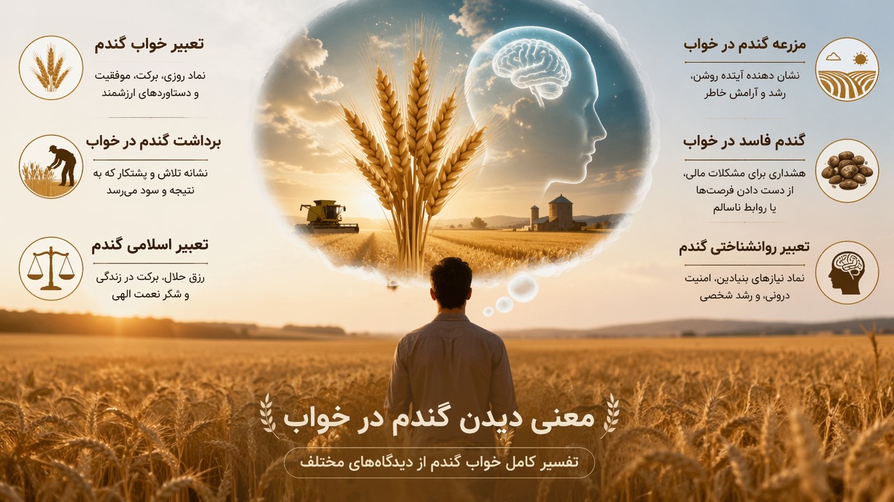 تعبیر خواب گندم, رویا گندم, برداشت گندم در خواب, مزرعه گندم, گندم فاسد در خواب, تعبیر اسلامی گندم, تعبیر روانشناختی گندم, معنی دیدن گندم, 