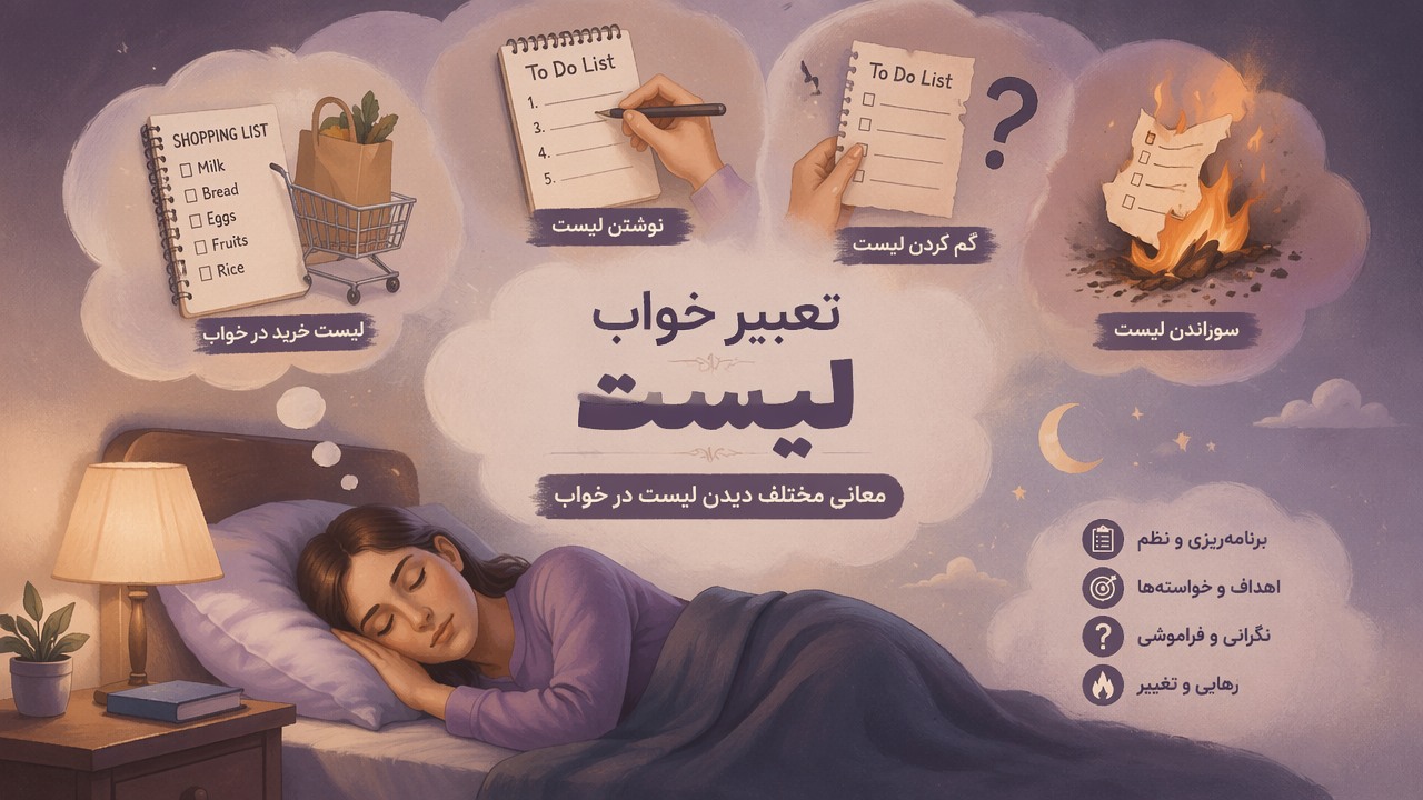 تعبیر خواب لیست, خواب لیست, تعبیر خواب, لیست خرید در خواب, نوشتن لیست, گم کردن لیست, سوزاندن لیست, 