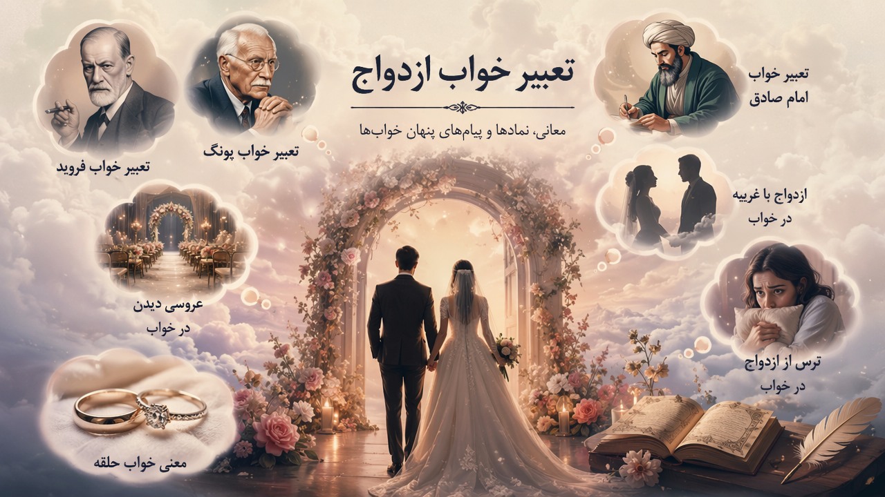تعبیر خواب ازدواج, تعبیر خواب عروسی, ازدواج در خواب, تعبیر خواب یونگ, تعبیر خواب فروید, معنی خواب حلقه, عروسی دیدن در خواب, ازدواج با غریبه در خواب, ترس از ازدواج در خواب, تعبیر خواب امام صادق,