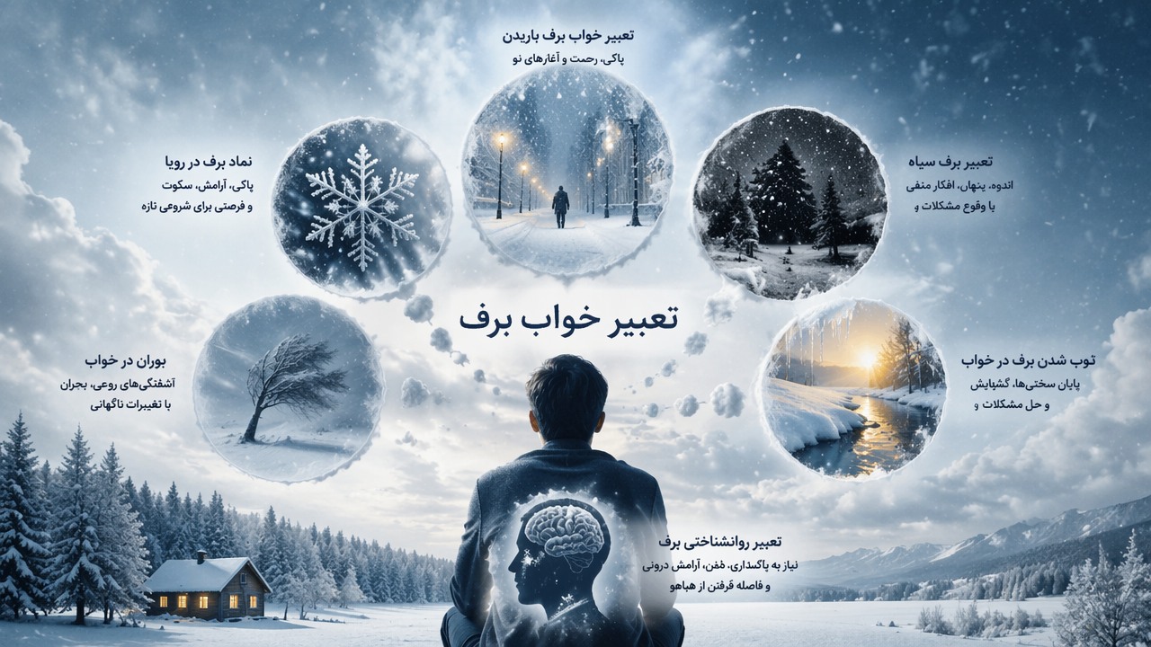 تعبیر خواب برف, تعبیر خواب برف باریدن, برف در خواب, نماد برف در رویا, تعبیر برف سیاه, بوران در خواب, ذوب شدن برف در خواب, تعبیر روانشناختی برف, 