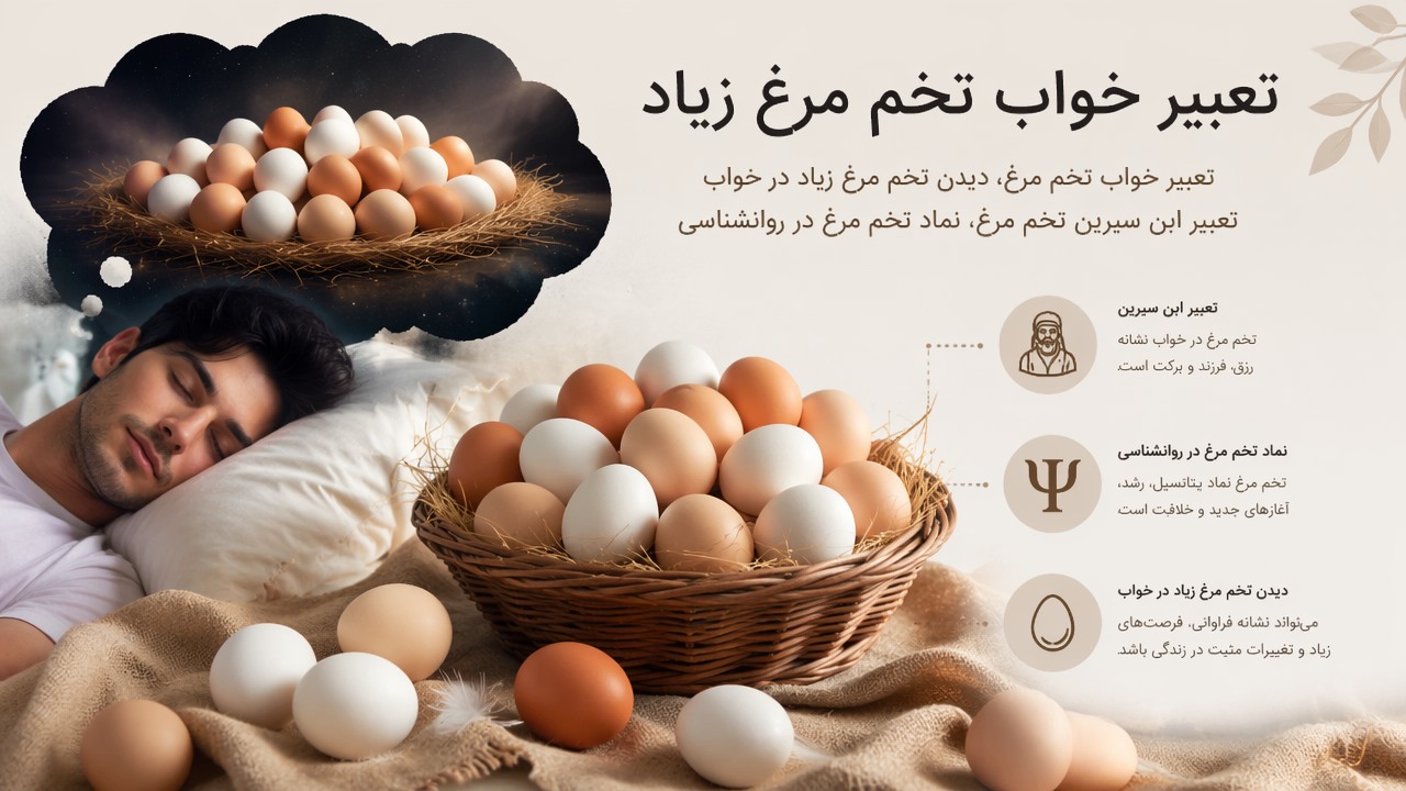 تعبیر خواب تخم مرغ زیاد, تعبیر خواب تخم مرغ, دیدن تخم مرغ زیاد در خواب, تعبیر ابن سیرین تخم مرغ, نماد تخم مرغ در روانشناسی, 