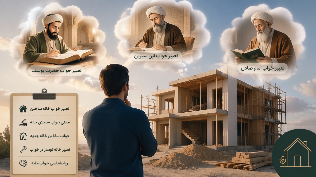 تعبیر خواب خانه ساختن, تعبیر خواب ساختن خانه حضرت یوسف, تعبیر خواب ابن سیرین خانه, تعبیر خواب امام صادق خانه, معنی خواب ساختن خانه, خواب ساخت خانه جدید, تعبیر خانه نوساز در خواب, روانشناسی خواب خانه, 