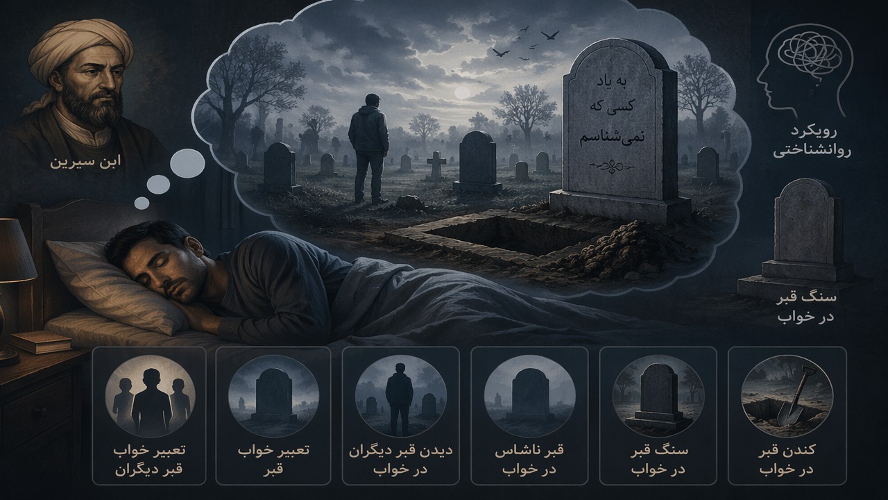 تعبیر خواب قبر دیگران, تعبیر خواب قبر, دیدن قبر دیگران در خواب, قبر ناشناس در خواب, سنگ قبر در خواب, کندن قبر در خواب, رویکرد روانشناختی تعبیر خواب, ابن سیرین قبر, 
