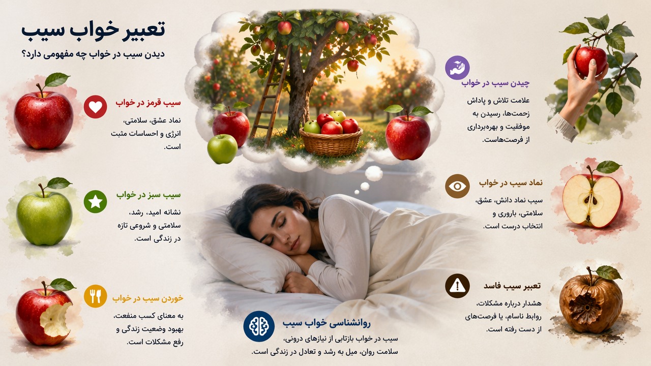 تعبیر خواب سیب, دیدن سیب در خواب, سیب قرمز در خواب, سیب سبز در خواب, خوردن سیب در خواب, چیدن سیب در خواب, نماد سیب در خواب, تعبیر سیب فاسد, روانشناسی خواب سیب,