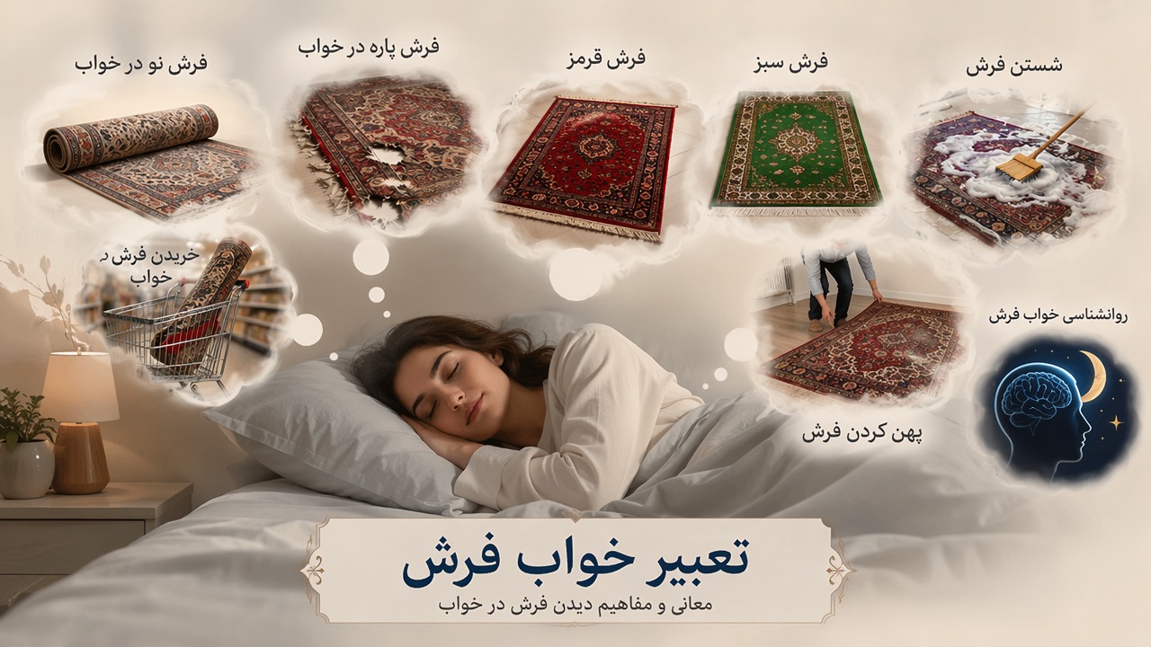 تعبیر خواب فرش, خواب فرش, فرش نو در خواب, فرش پاره در خواب, فرش قرمز, فرش سبز, شستن فرش, خریدن فرش در خواب, پهن کردن فرش, روانشناسی خواب فرش,