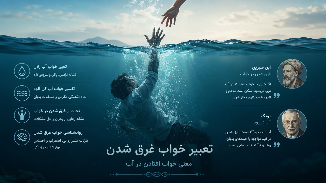 تعبیر خواب غرق شدن, تعبیر خواب افتادن در آب, معنی خواب غرق شدن, تعبیر خواب آب زلال, تفسیر خواب آب گل آلود, روانشناسی خواب غرق شدن, ابن سیرین غرق شدن, یونگ آب در رویا, نجات از غرق شدن در خواب, 