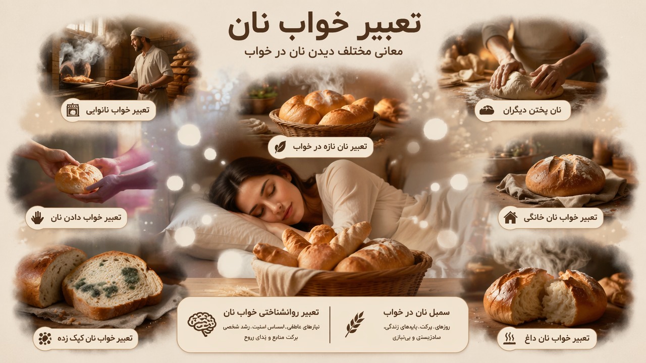 تعبیر خواب نان, نان پختن دیگران, تعبیر نان تازه در خواب, تعبیر خواب نانوایی, تعبیر خواب دادن نان, تعبیر روانشناختی خواب نان, تعبیر خواب نان کپک زده, تعبیر خواب نان خانگی, تعبیر خواب نان داغ, سمبل نان در خواب, 