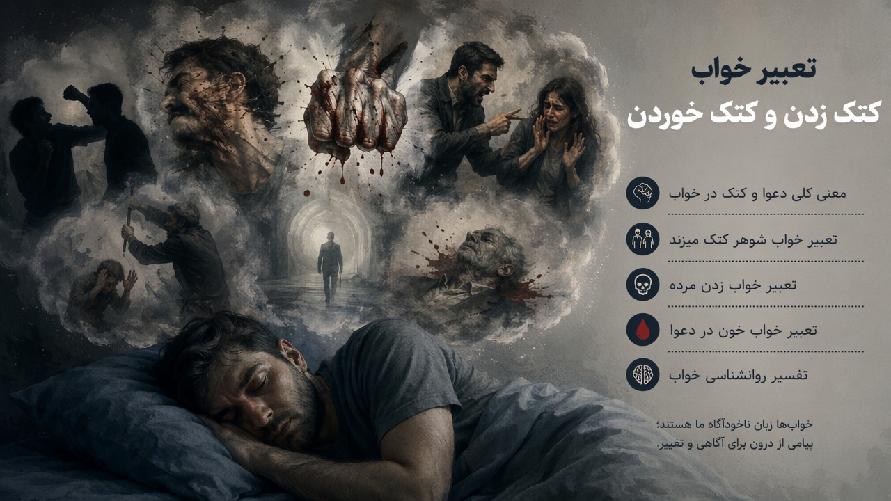 تعبیر خواب کتک زدن, تعبیر خواب کتک خوردن, معنی خواب دعوا, کتک در خواب, خواب خشونت, تعبیر خواب شوهر کتک میزند, تعبیر خواب زدن مرده, تعبیر خواب خون در دعوا, تفسیر روانشناسی خواب, 