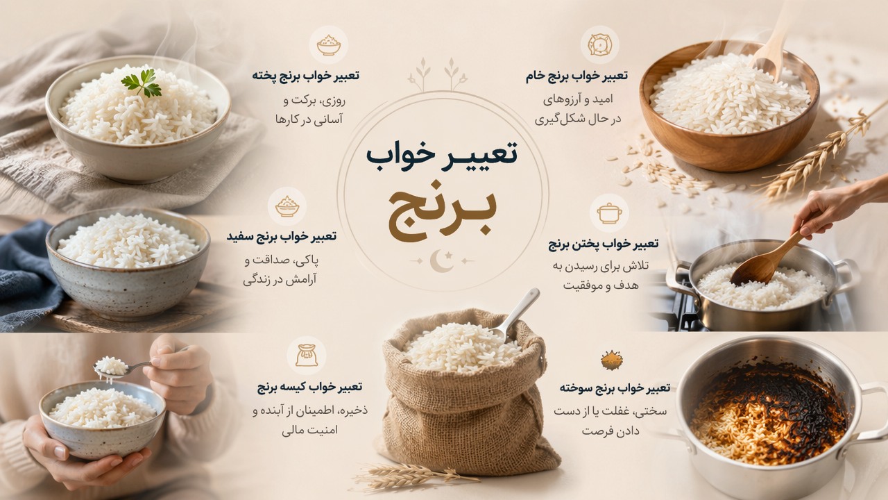 تعبیر خواب برنج, تعبیر خواب برنج پخته, تعبیر خواب برنج خام, تعبیر خواب پختن برنج, تعبیر خواب برنج سفید, تعبیر خواب خوردن برنج, تعبیر خواب کیسه برنج, تعبیر خواب برنج سوخته,