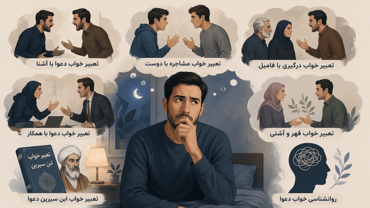تعبیر خواب دعوا با آشنا, تعبیر خواب مشاجره با دوست, تعبیر خواب درگیری با فامیل, تعبیر خواب ابن سیرین دعوا, تعبیر خواب دعوا با همکار, تعبیر خواب قهر و آشتی, روانشناسی خواب دعوا,
