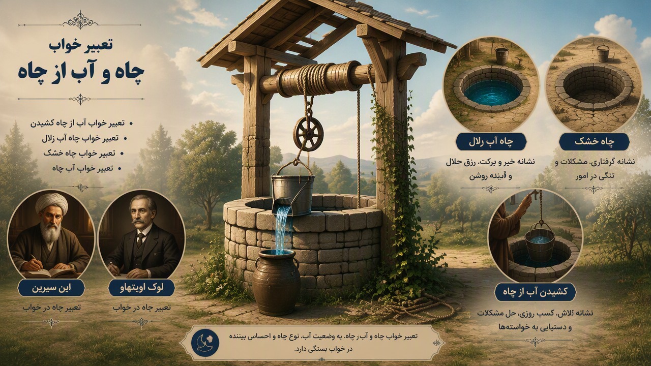 تعبیر خواب آب از چاه کشیدن, تعبیر خواب چاه, تعبیر آب چاه, کشیدن آب از چاه در خواب, چاه آب زلال, چاه خشک, ابن سیرین چاه, لوک اویتنهاو چاه, آب کشی از چاه, تعبیر خواب آب چاه,