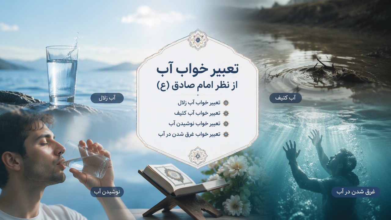 تعبیر خواب آب امام صادق, تعبیر خواب آب زلال, تعبیر خواب آب کثیف, تعبیر خواب آب از نظر امام صادق, تعبیر خواب نوشیدن آب, تعبیر خواب غرق شدن در آب, 