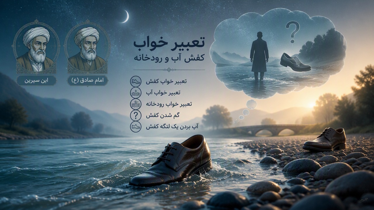تعبیر خواب آب بردن کفش, تعبیر خواب کفش, تعبیر خواب رودخانه, تعبیر خواب آب, کفش در خواب امام صادق, کفش در خواب ابن سیرین, آب بردن یک لنگه کفش, گم شدن کفش, کفش و رودخانه, 