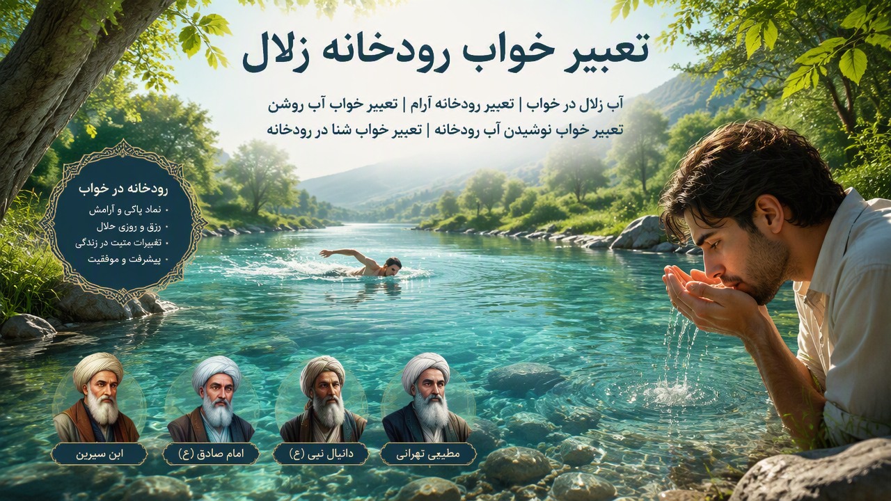 تعبیر خواب رودخانه زلال, آب زلال در خواب, تعبیر رودخانه آرام, تعبیر خواب آب روشن, تعبیر خواب نوشیدن آب رودخانه, تعبیر خواب شنا در رودخانه, ابن سیرین رودخانه, امام صادق رودخانه, دانیال نبی رودخانه, مطیعی تهرانی رودخانه, 