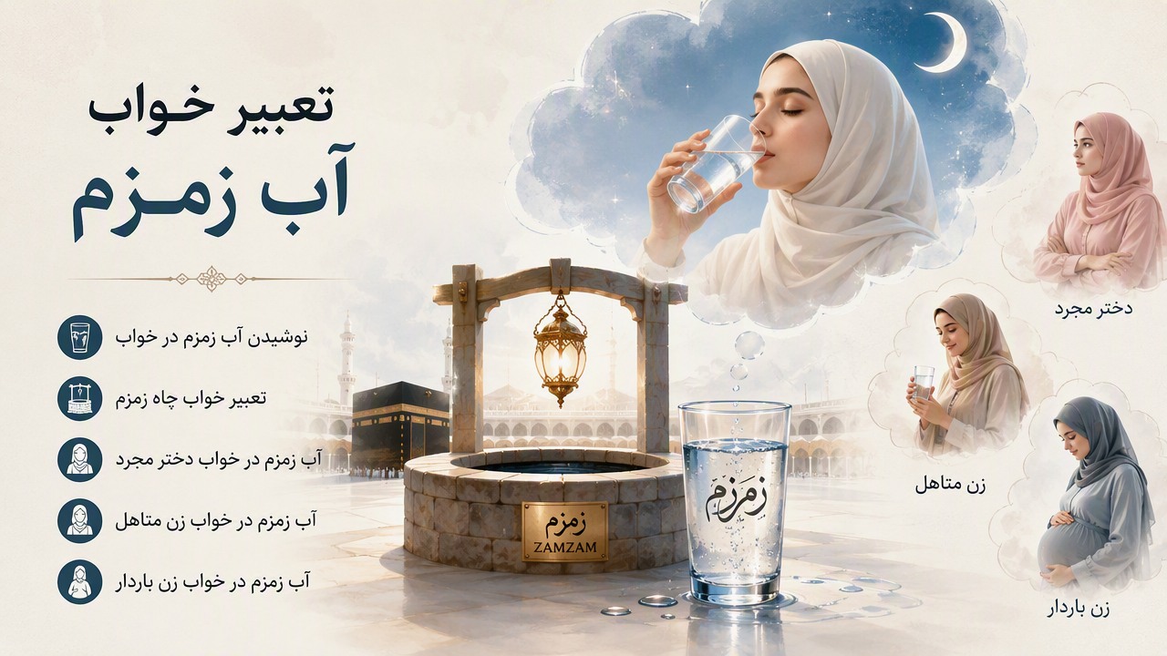 تعبیر خواب آب زمزم, نوشیدن آب زمزم در خواب, تعبیر خواب چاه زمزم, آب زمزم در خواب دختر مجرد, آب زمزم در خواب زن متاهل, آب زمزم در خواب زن باردار,