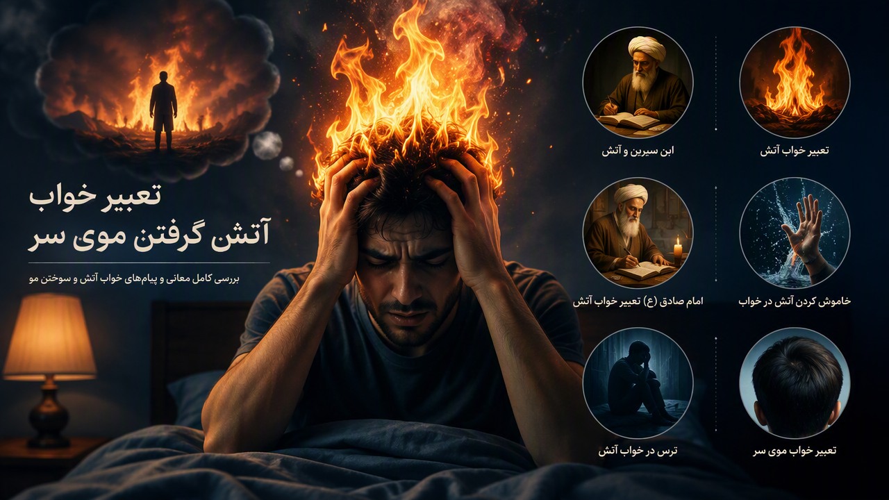 تعبیر خواب آتش گرفتن موی سر, سوختن مو در خواب, تعبیر خواب آتش, تعبیر خواب سوختن مو, خاموش کردن آتش در خواب, امام صادق تعبیر خواب آتش, ابن سیرین آتش, ترس در خواب آتش, تعبیر خواب موی سر, 