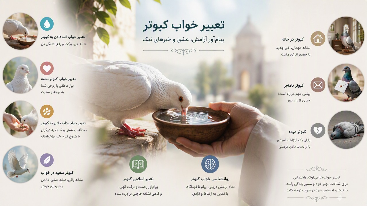تعبیر خواب آب دادن به کبوتر, تعبیر خواب کبوتر تشنه, آب دادن به پرنده در خواب, کبوتر سفید در خواب, تعبیر اسلامی کبوتر, روانشناسی خواب کبوتر, تعبیر خواب دانه دادن به کبوتر, کبوتر در خانه, کبوتر نامه بر, کبوتر مرده, 