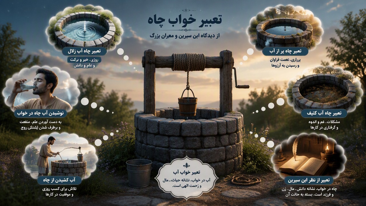 تعبیر خواب آب چاه, آب چاه در خواب, تعبیر چاه پر از آب, نوشیدن آب چاه در خواب, آب کشیدن از چاه, تعبیر خواب چاه, تعبیر خواب آب, تعبیر چاه آب زلال, تعبیر چاه آب کثیف, تعبیر خواب چاه از نظر ابن سیرین, 