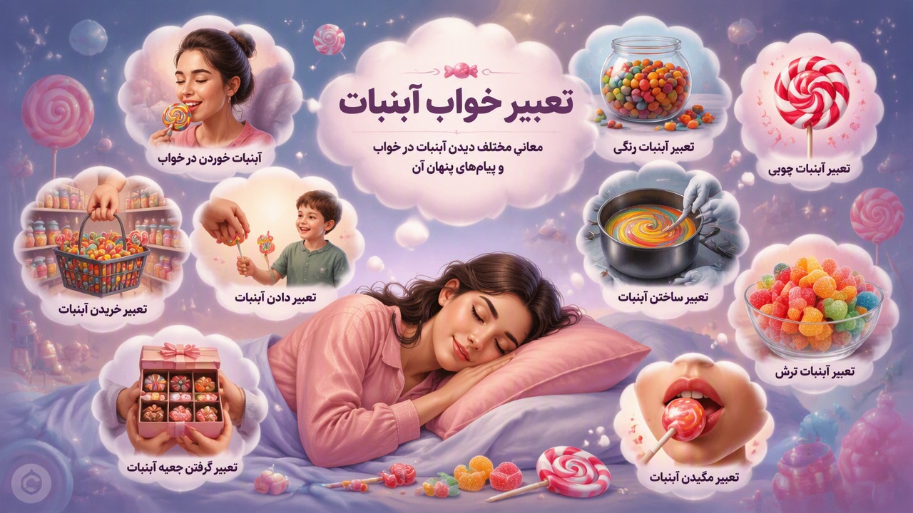 تعبیر خواب آبنبات, آبنبات خوردن در خواب, آبنبات رنگی, آبنبات چوبی, تعبیر خریدن آبنبات, تعبیر دادن آبنبات, تعبیر ساختن آبنبات, تعبیر آبنبات ترش, تعبیر گرفتن جعبه آبنبات, تعبیر مکیدن آبنبات, 