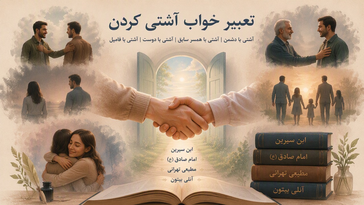 تعبیر خواب آشتی کردن, تعبیر خواب صلح, تعبیر خواب آشتی با دشمن, تعبیر خواب آشتی با همسر سابق, تعبیر خواب آشتی با دوست, تعبیر خواب آشتی با فامیل, ابن سیرین آشتی, امام صادق آشتی, مطیعی تهرانی آشتی, آنلی بیتون آشتی,