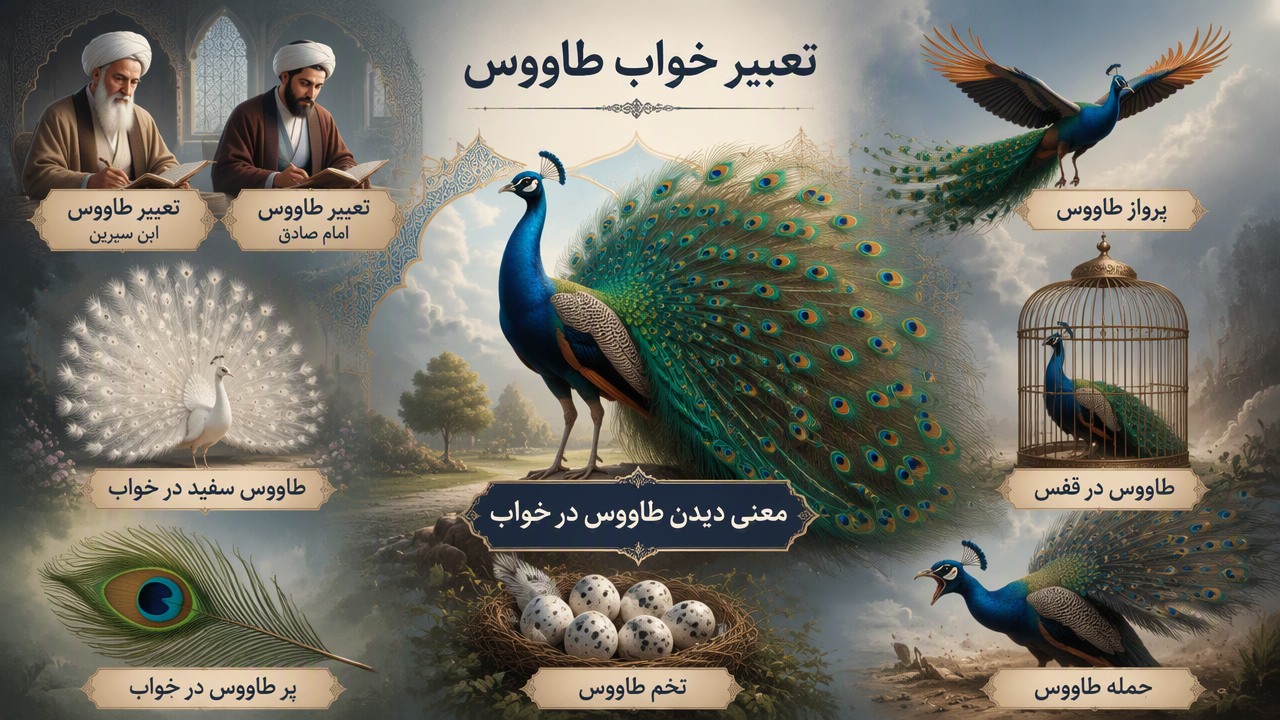 تعبیر خواب طاووس, معنی دیدن طاووس در خواب, تعبیر طاووس امام صادق, تعبیر طاووس ابن سیرین, طاووس سفید در خواب, پر طاووس در خواب, پرواز طاووس, طاووس در قفس, حمله طاووس, تخم طاووس, 
